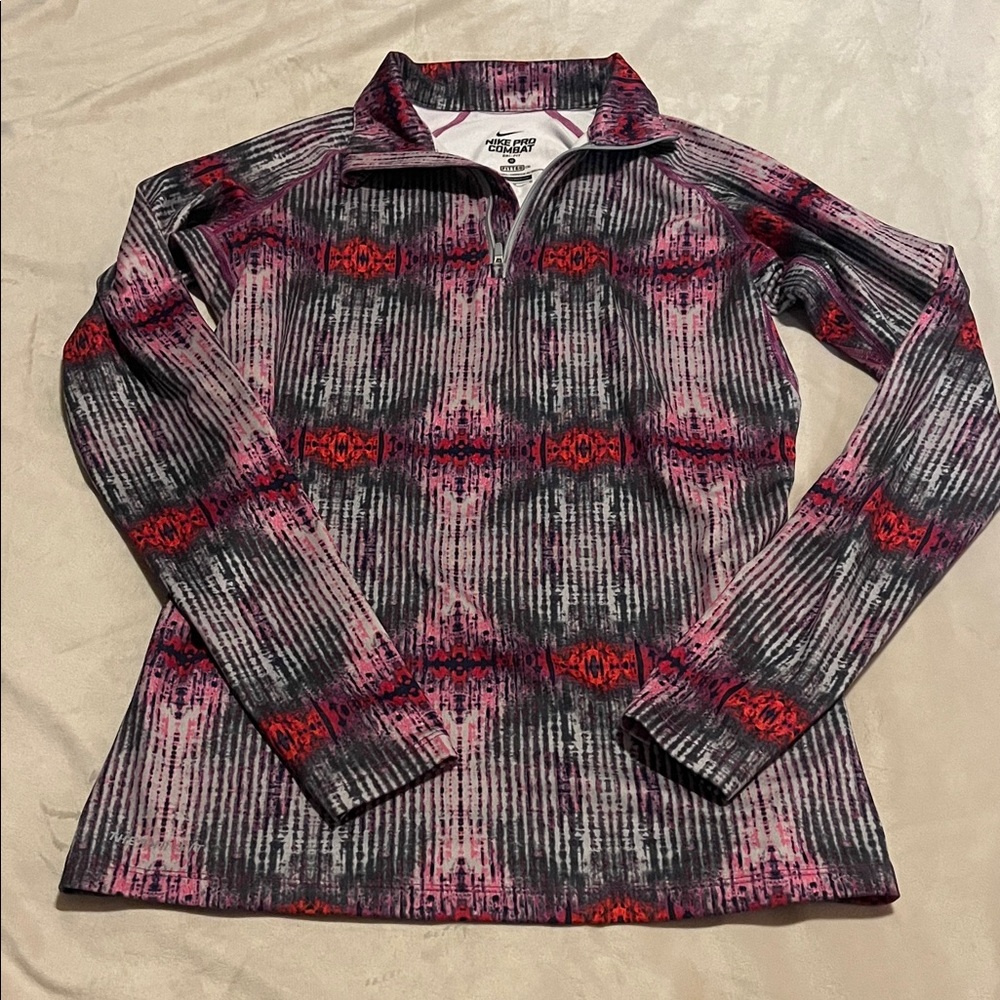 Nike Pink, Red and grey Quarter-Zip Performance Top